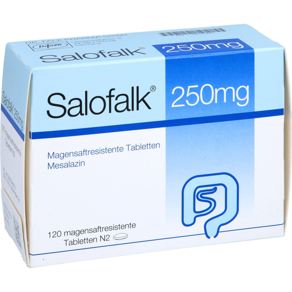 Das Produktfoto zeigt Salofalk 250 Mg Magensaftresistente Tabletten (120 stk) PZN 06164837