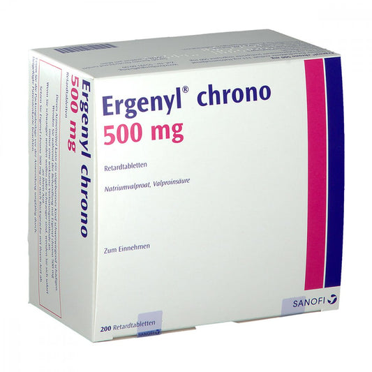 Das Produktfoto zeigt Ergenyl Chrono 500 Retardtabletten (200 stk) PZN 06305841