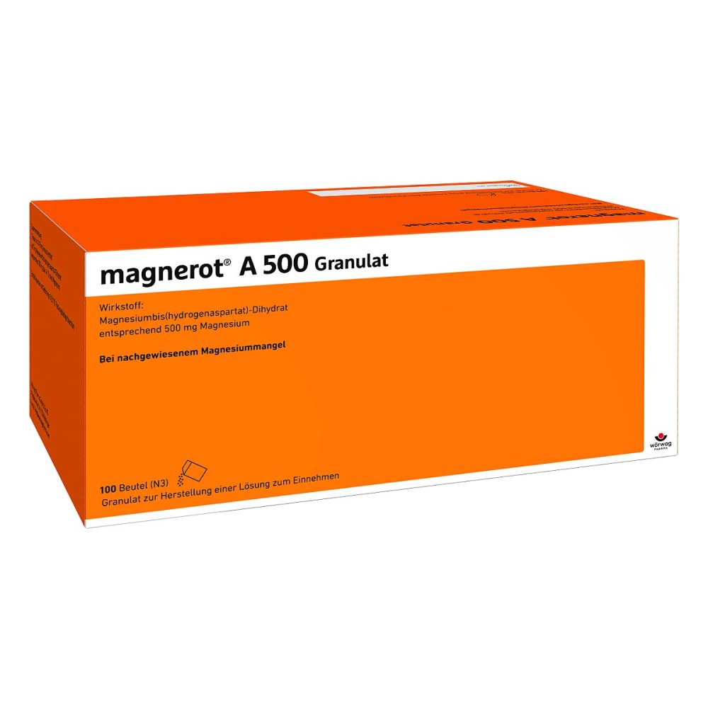 Das Produktfoto zeigt Magnerot A 500 Beutel Granulat (100 stk) PZN 06321308