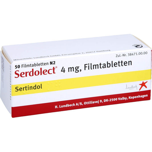 Das Produktfoto zeigt Serdolect 4 Mg Filmtabletten (50 stk) PZN 06331413