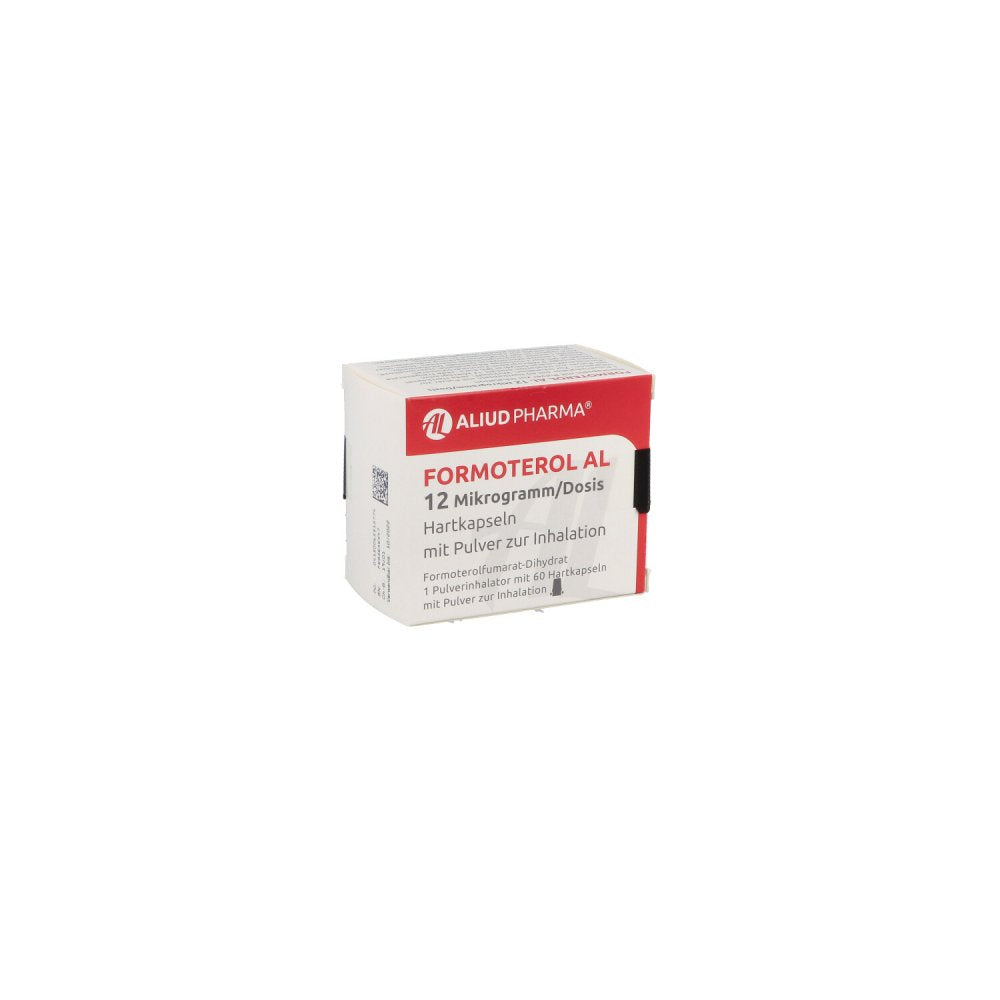 Das Produktfoto zeigt Formoterol Al 12 Μg/Dosis Inhalationskaps.+1 Inh. (1X60 stk) PZN 06331577
