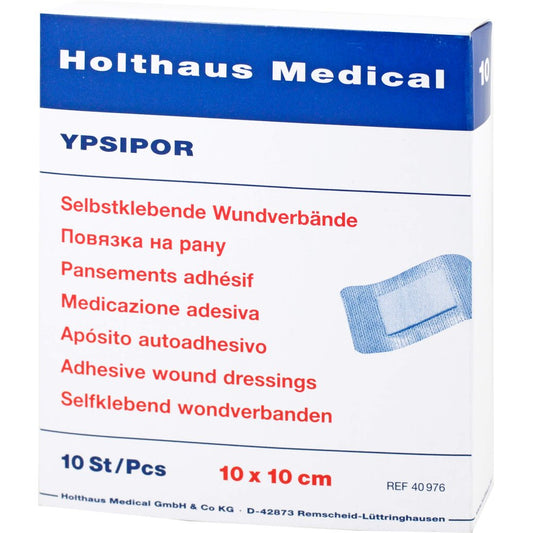 Das Produktfoto zeigt Wundverband Steril Ypsipor 10x10 Cm (10 stk) PZN 06337025