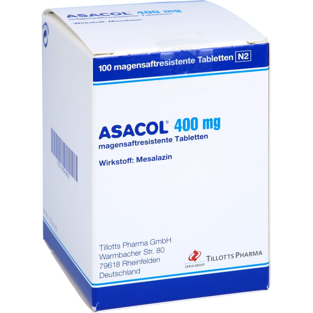 Das Produktfoto zeigt Asacol 400 Mg Magensaftresistente Tabletten (100 stk) PZN 06343853