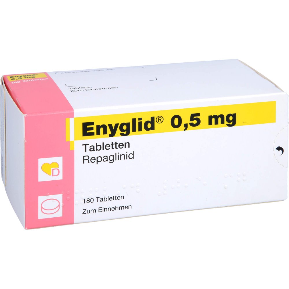 Das Produktfoto zeigt Enyglid 0,5 Mg Tabletten (180 stk) PZN 06414642