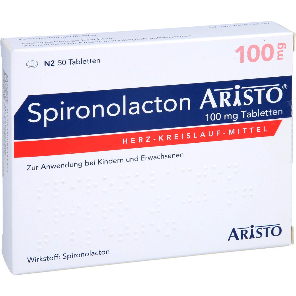 Das Produktfoto zeigt Spironolacton Aristo 100 Mg Tabletten (50 stk) PZN 06434432