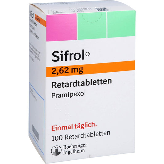 Das Produktfoto zeigt Sifrol 2,62 Mg Retardtabletten (100 stk) PZN 06439748