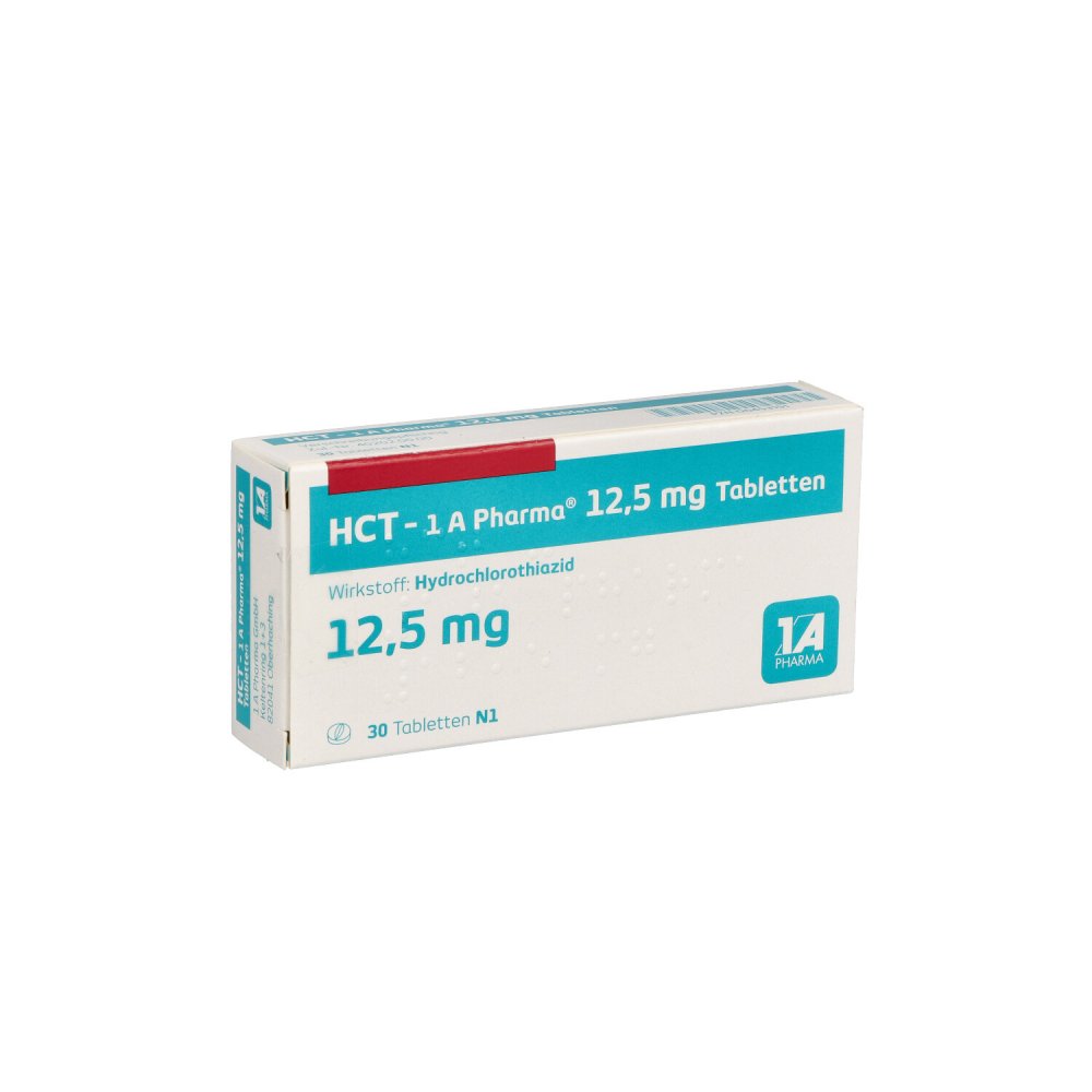 Das Produktfoto zeigt Hct-1a Pharma 12,5 Mg Tabletten (30 stk) PZN 06453151