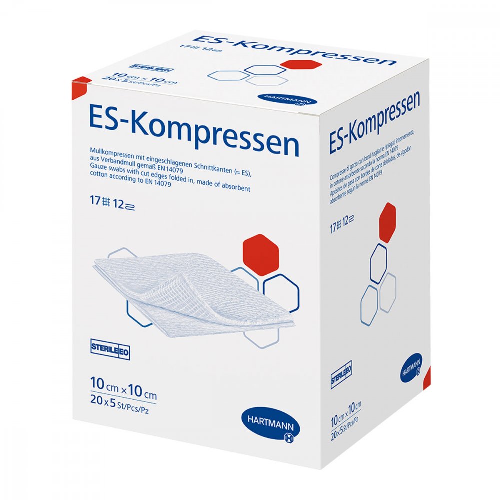 Es-Kompressen Steril 10x10 Cm 12fach Großpackung (20X5 stk)