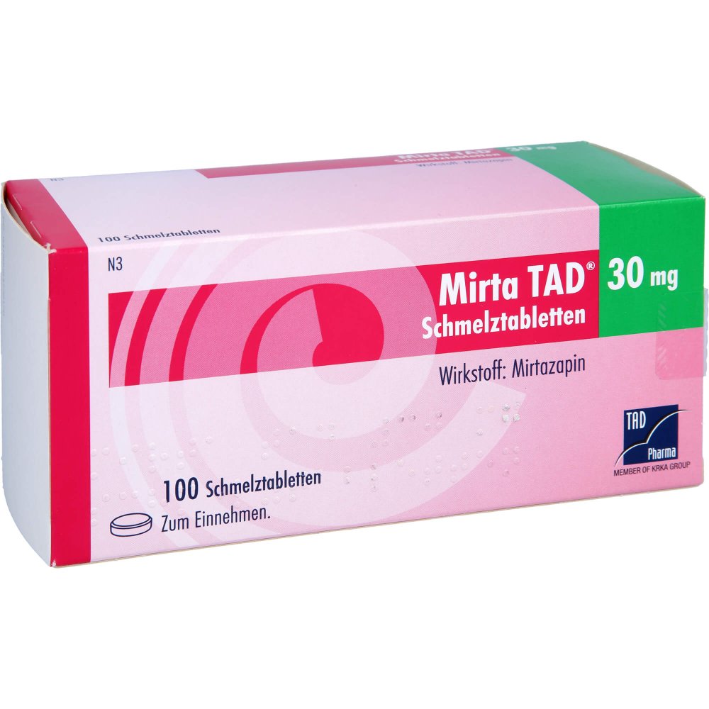 Das Produktfoto zeigt Mirta Tad 30 Mg Schmelztabletten (100 stk) PZN 06477217
