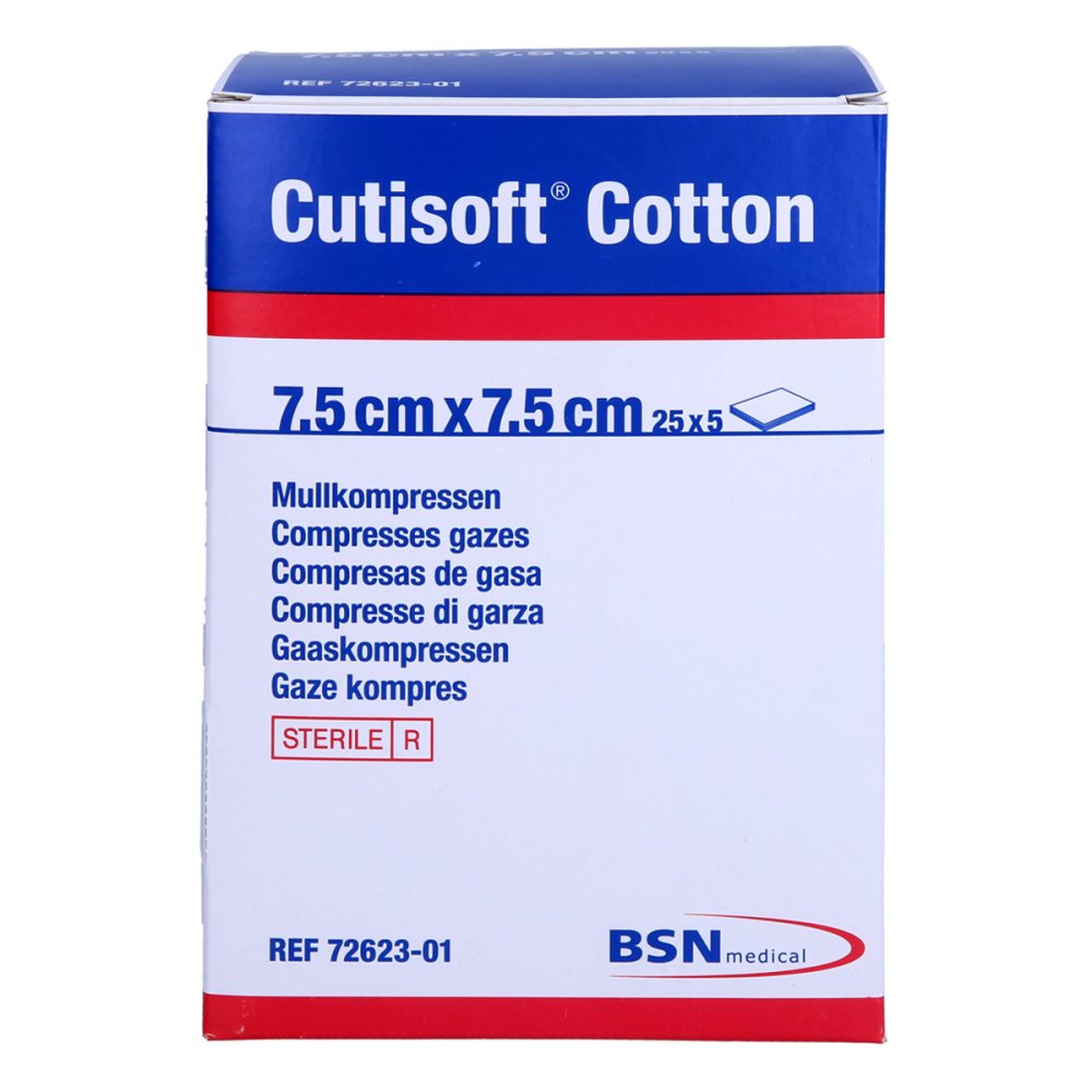 Cutisoft Cotton Kompr.7,5x7,5 Cm 8fach (25X5 stk)