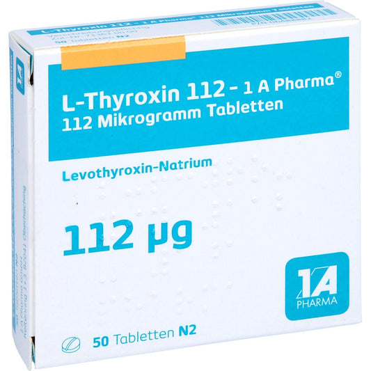 Das Produktfoto zeigt L-Thyroxin 112-1a Pharma Tabletten (50 stk) PZN 06488882