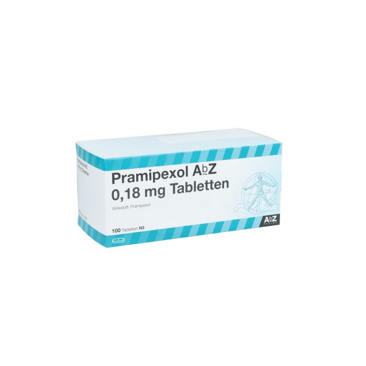 Das Produktfoto zeigt Pramipexol Abz 0,18 Mg Tabletten (100 stk) PZN 06489545