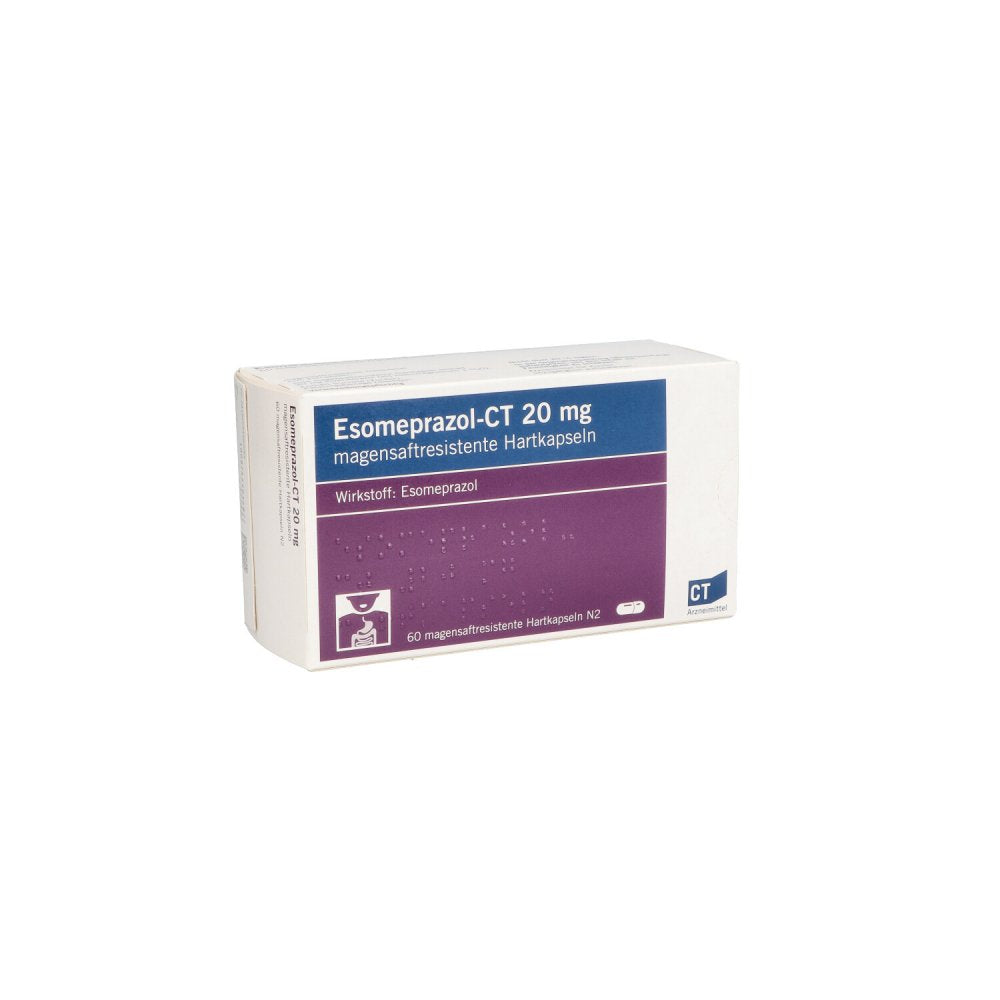 Das Produktfoto zeigt Esomeprazol-Ct 20 Mg Magensaftr.Hartkapseln (60 stk) PZN 06499006
