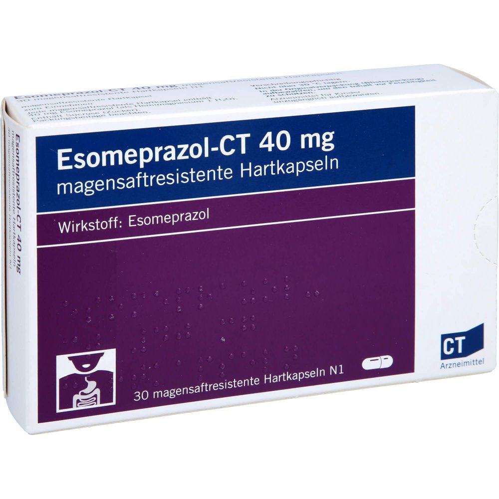 Das Produktfoto zeigt Esomeprazol-Ct 40 Mg Magensaftr.Hartkapseln (30 stk) PZN 06499058