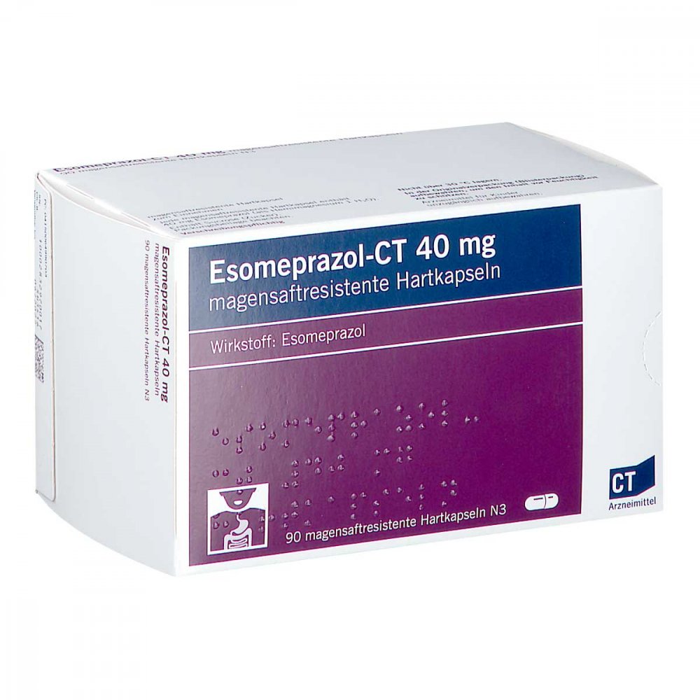 Das Produktfoto zeigt Esomeprazol-Ct 40 Mg Magensaftr.Hartkapseln (90 stk) PZN 06499070
