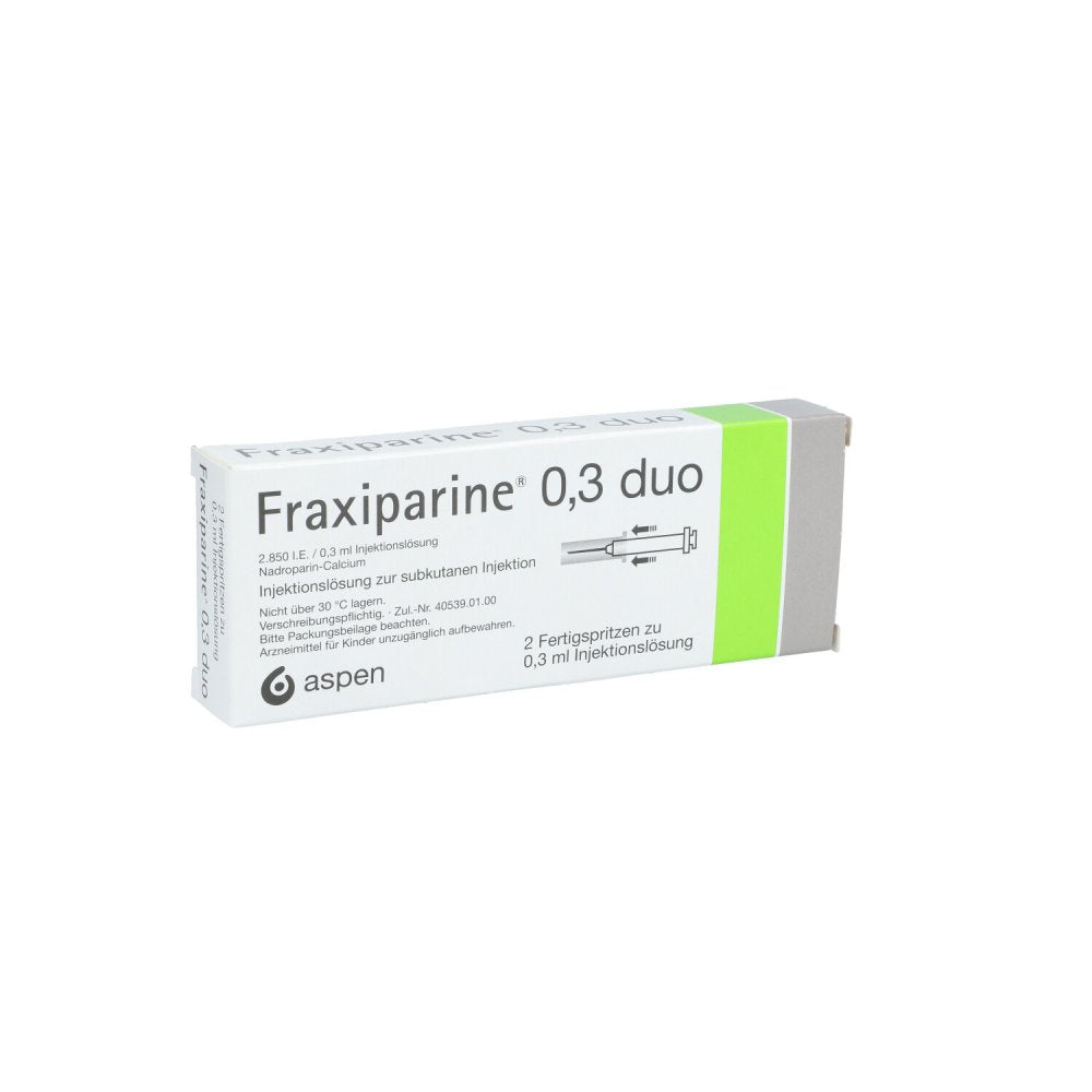 Das Produktfoto zeigt Fraxiparine 0,3 Ml Duo Injekt.-Lsg.I.E.Fertigspr. (2X0.3 ml) PZN 06559429