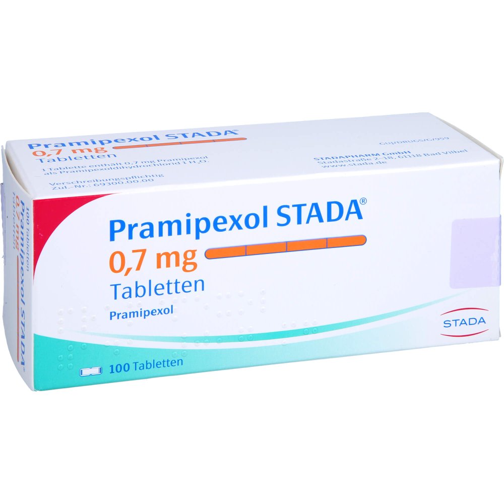 Das Produktfoto zeigt Pramipexol Stada 0,7 Mg Tabletten (100 stk) PZN 06560533