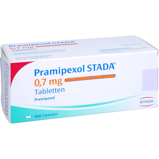 Das Produktfoto zeigt Pramipexol Stada 0,7 Mg Tabletten (100 stk) PZN 06560533