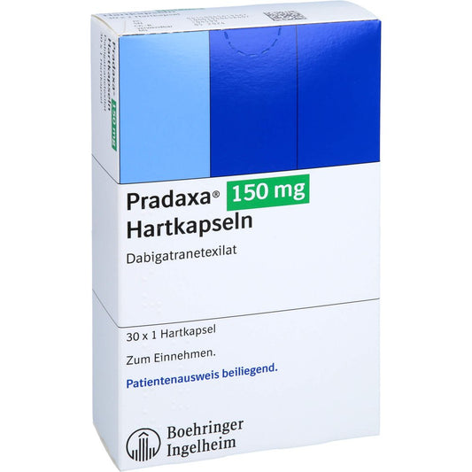 Das Produktfoto zeigt Pradaxa 150 Mg Hartkapseln (30 stk) PZN 06561946
