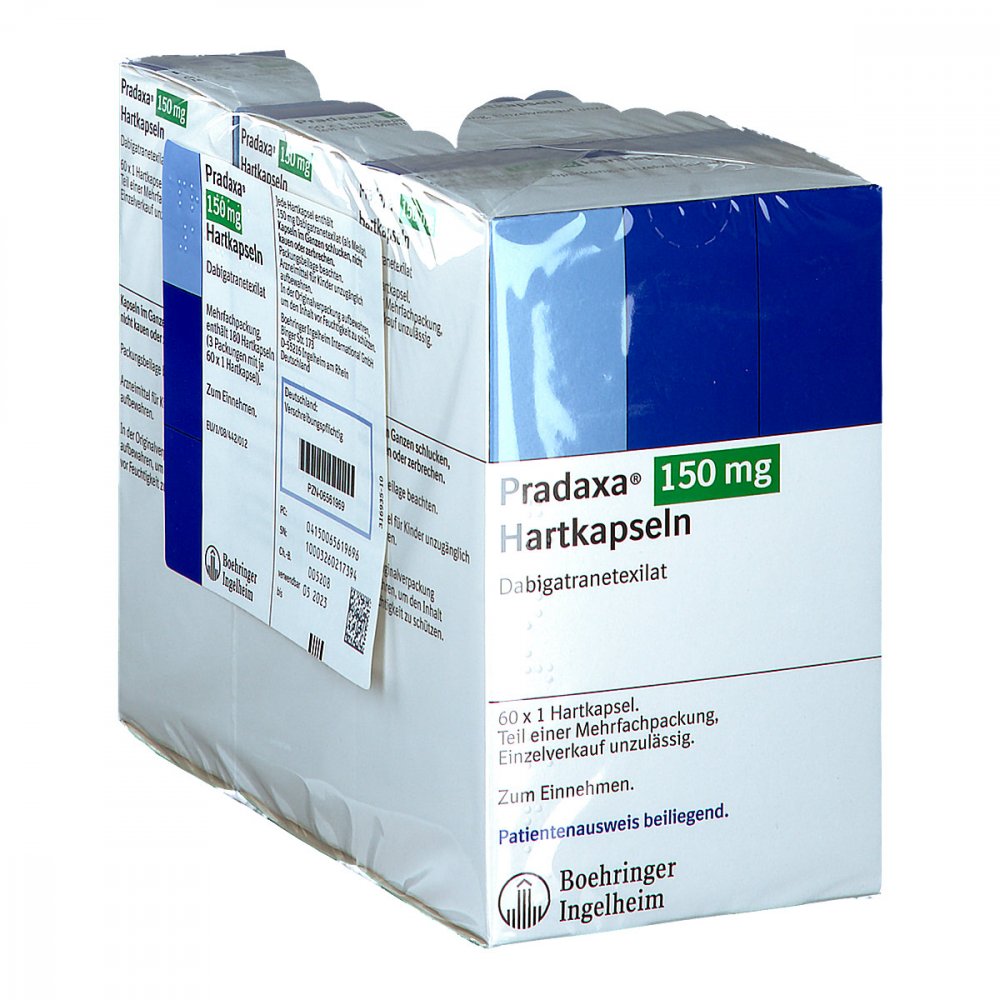 Das Produktfoto zeigt Pradaxa 150 Mg Hartkapseln (180 stk) PZN 06561969