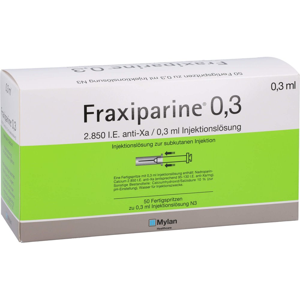 Das Produktfoto zeigt Fraxiparine 0,3 Ml Injektionslösung I.E.Fertigspr. (50X0.3 ml) PZN 06562845