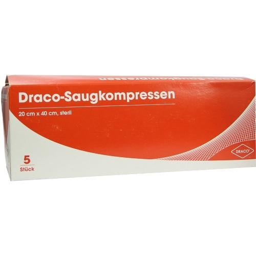 Das Produktfoto zeigt Saugkompressen Steril 20x40 Cm Draco (5 stk) PZN 06563158
