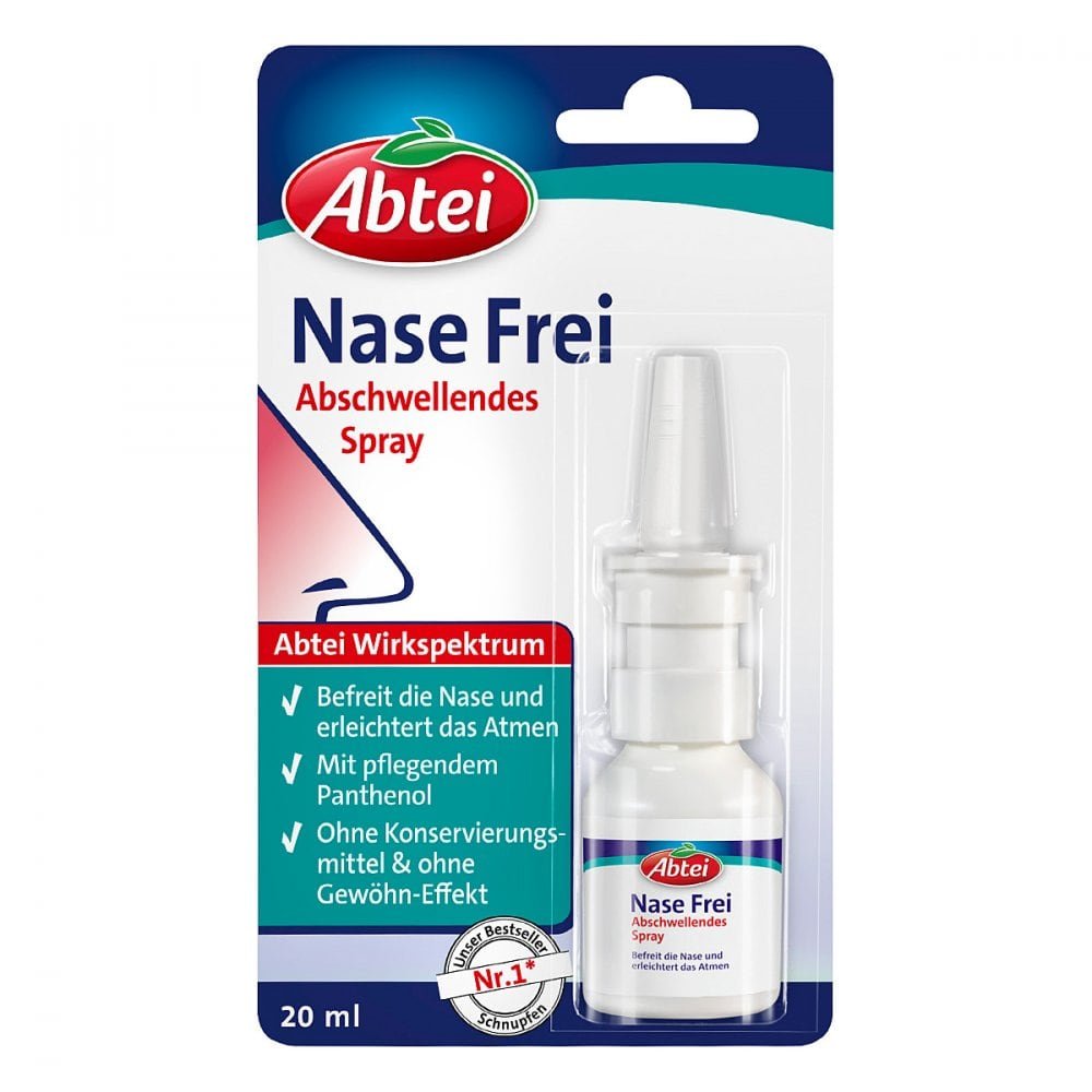 Das Produktfoto zeigt Abtei Nase Frei Abschwellendes Spray (20 ml) PZN 06563218