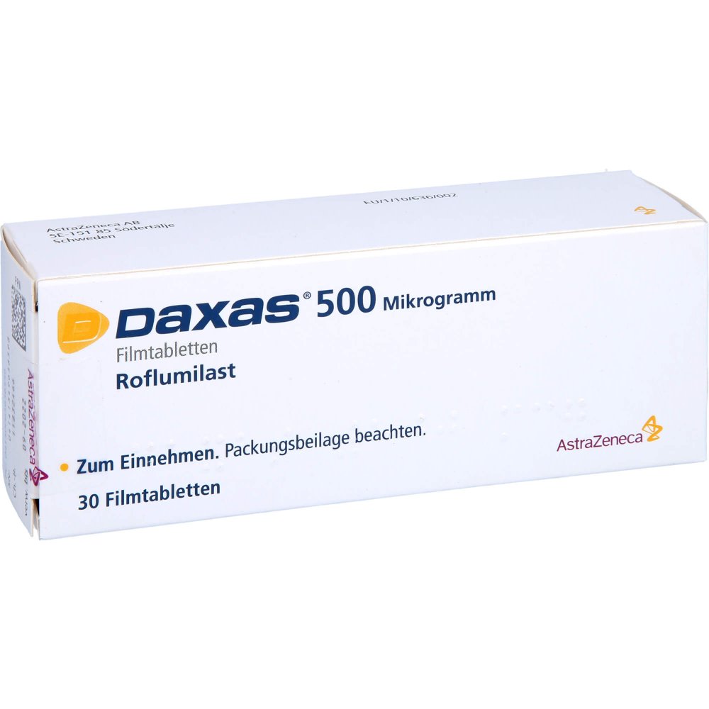 Das Produktfoto zeigt Daxas 500 Μg Filmtabletten (30 stk) PZN 06563655
