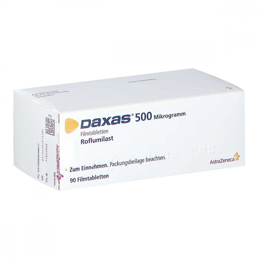 Das Produktfoto zeigt Daxas 500 Μg Filmtabletten (90 stk) PZN 06563661