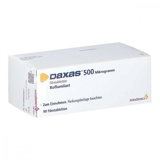 Das Produktfoto zeigt Daxas 500 Μg Filmtabletten (90 stk) PZN 06563661
