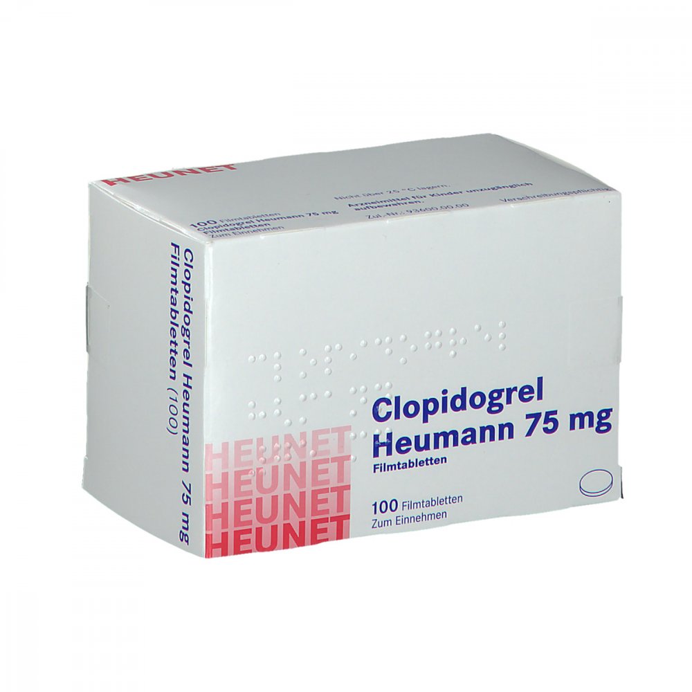 Das Produktfoto zeigt Clopidogrel Heumann 75 Mg Filmtabletten Heunet (100 stk) PZN 06565045