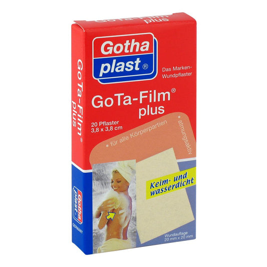Das Produktfoto zeigt Gota Film Plus 3,8x3,8 Cm Pflaster (20 stk) PZN 06571927