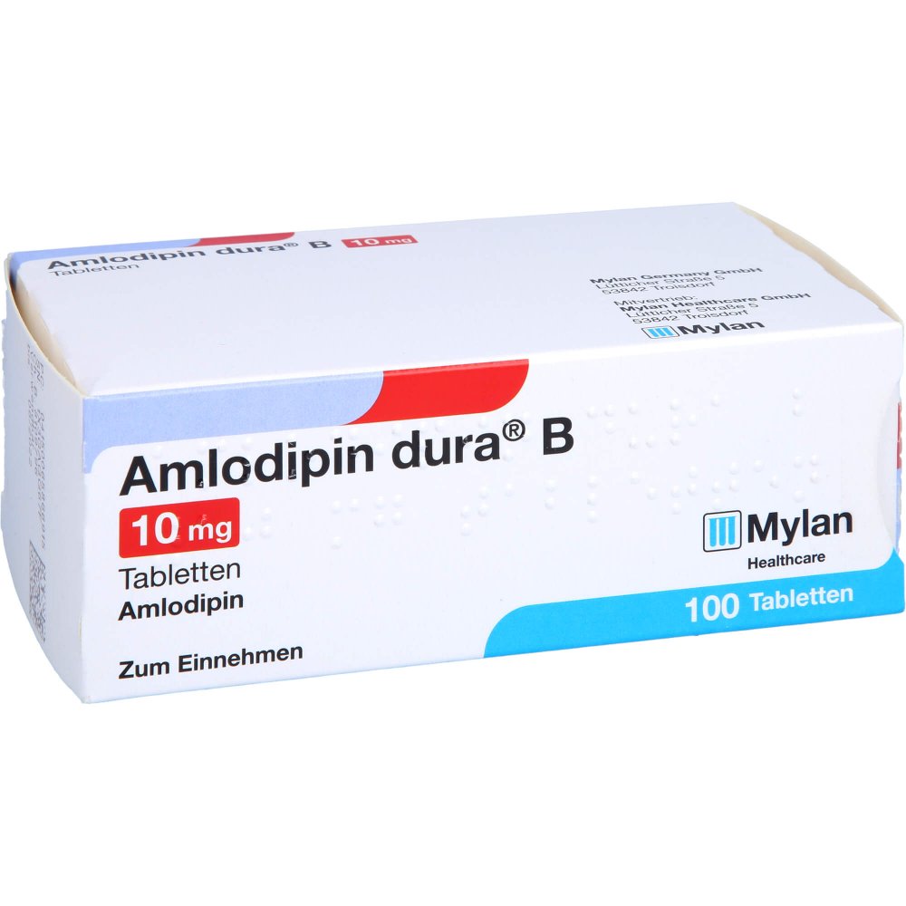 Das Produktfoto zeigt Amlodipin Dura B 10 Mg Tabletten (100 stk) PZN 06586691