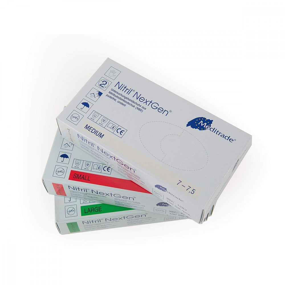 Das Produktfoto zeigt Nitril Einmal Handschuhe Puderfrei Klein (100 stk) PZN 06588997