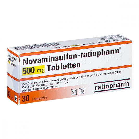 Das Produktfoto zeigt Novaminsulfon-Ratiopharm 500 Mg Tabletten (30 stk) PZN 06605974