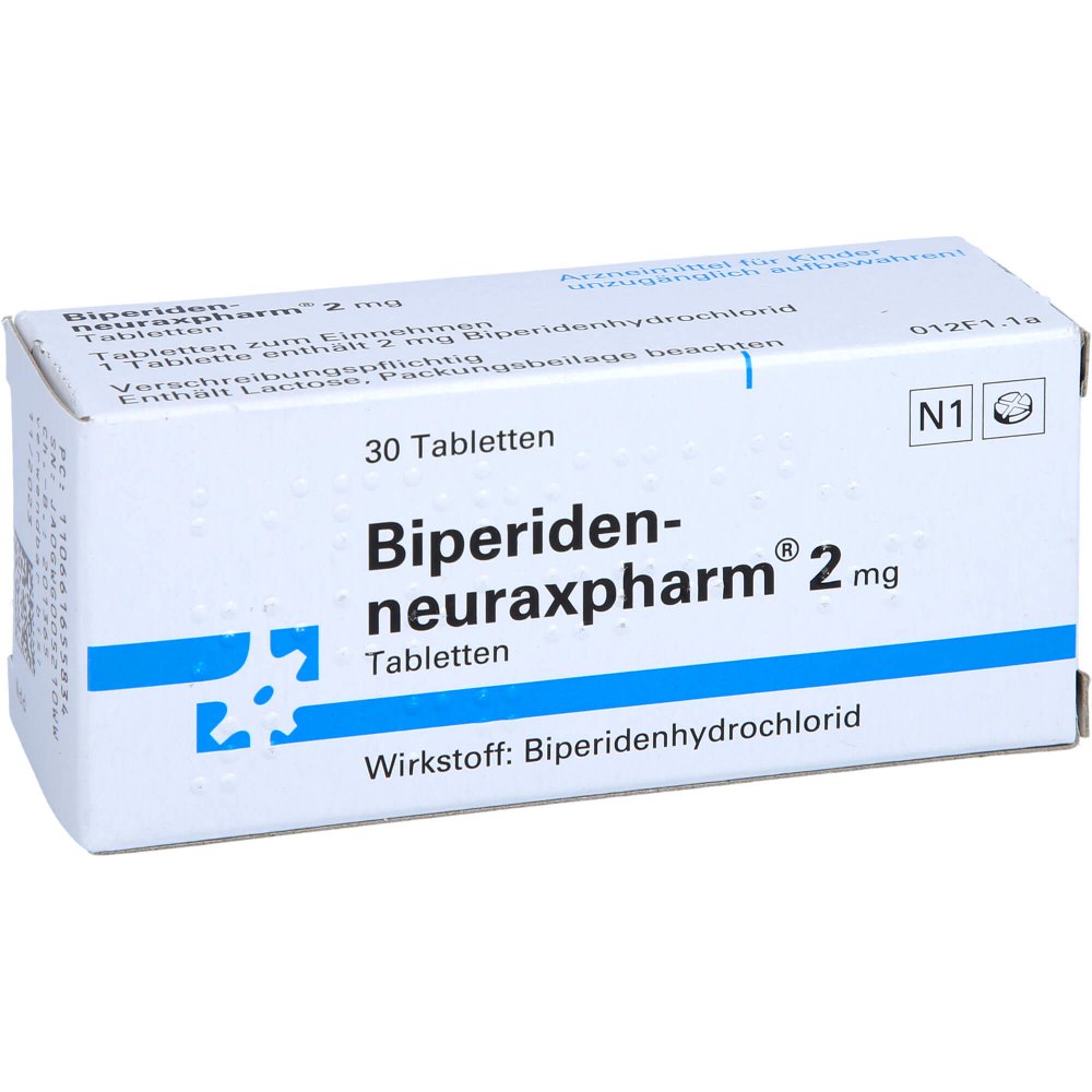 Das Produktfoto zeigt Biperiden-Neuraxpharm 2 Mg Tabletten (30 stk) PZN 06616558