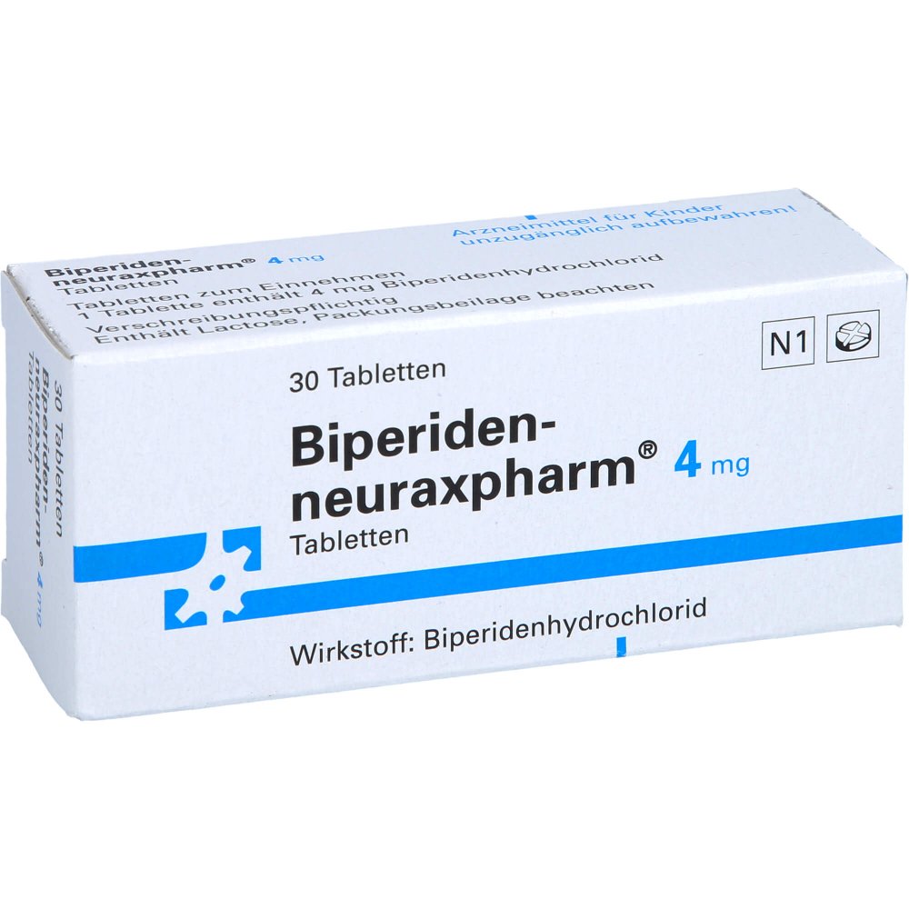 Das Produktfoto zeigt Biperiden-Neuraxpharm 4 Mg Tabletten (30 stk) PZN 06616564