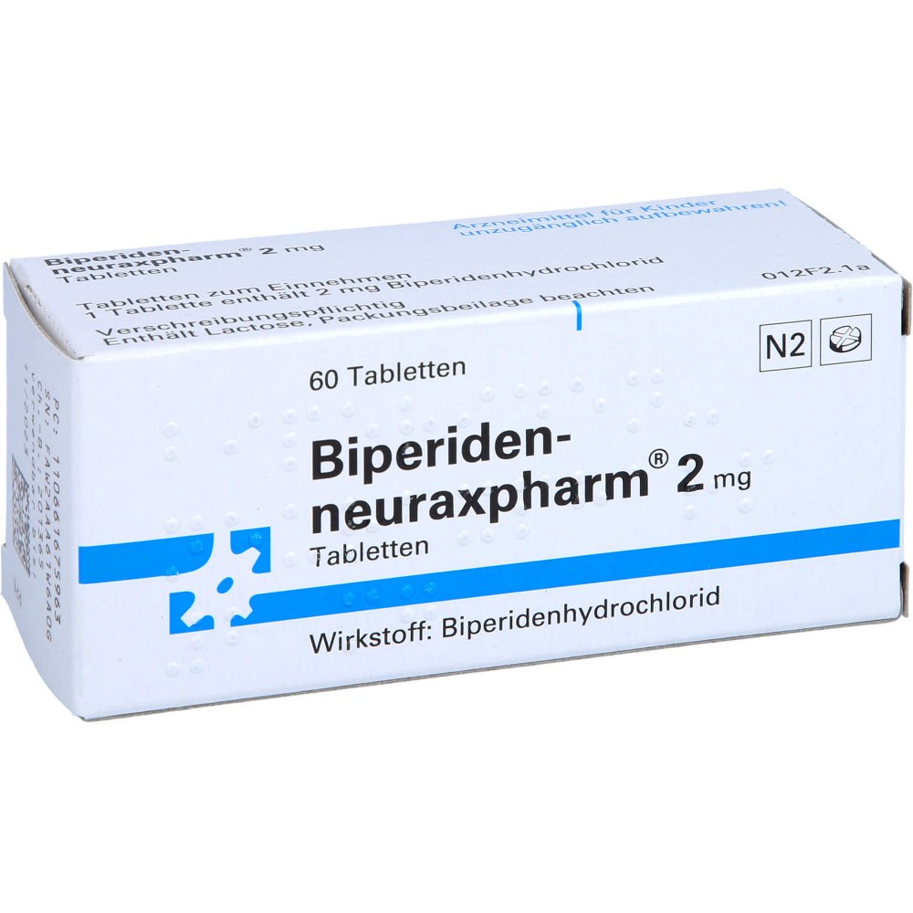 Das Produktfoto zeigt Biperiden-Neuraxpharm 2 Mg Tabletten (60 stk) PZN 06616759