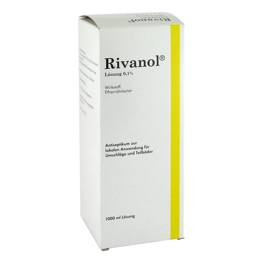 Das Produktfoto zeigt Rivanol Lösung 0,1% (1000 ml) PZN 06618209