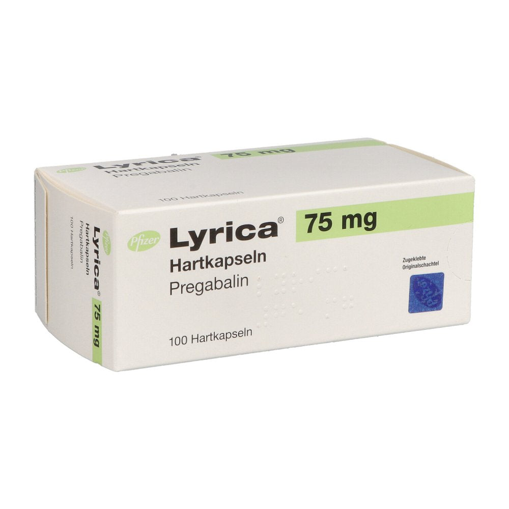 Das Produktfoto zeigt Lyrica 75 Mg Hartkapseln (100 stk) PZN 06621571