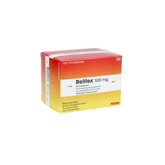 Das Produktfoto zeigt Relifex 500 Mg Filmtabletten (100 stk) PZN 06643176