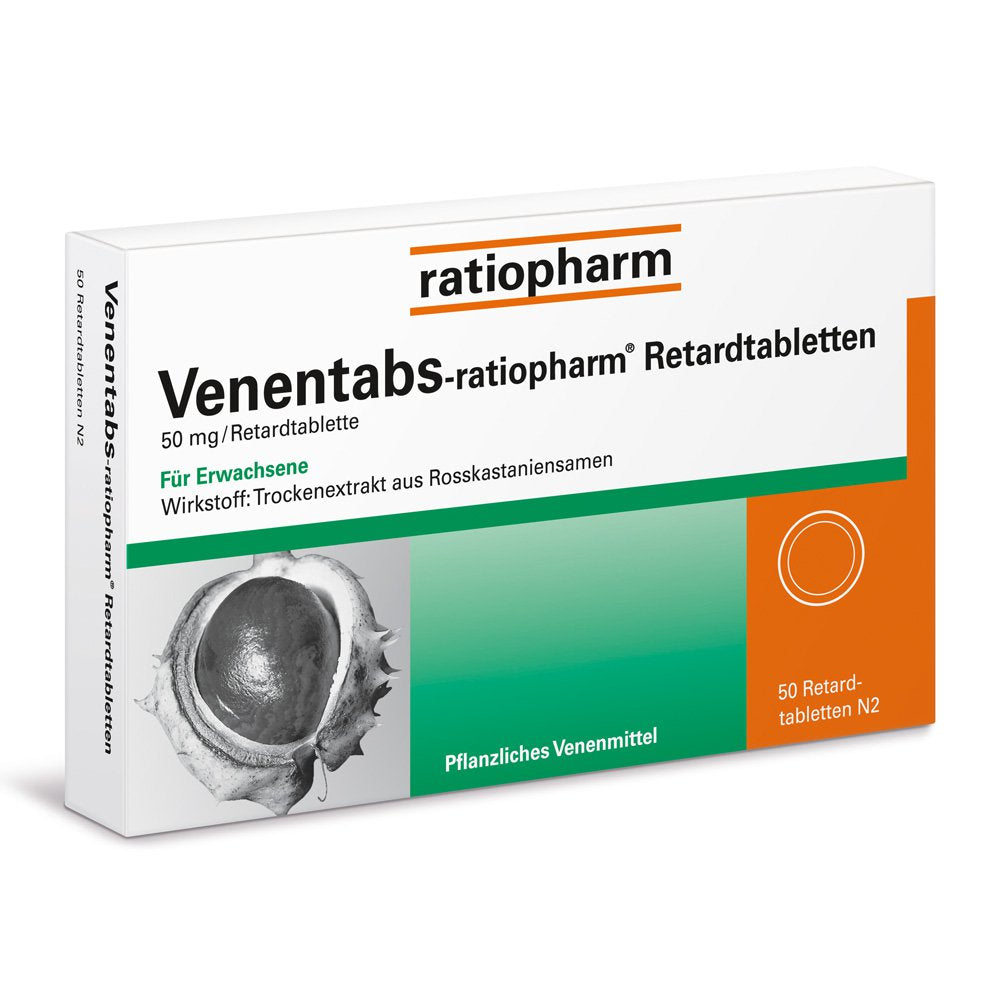 Das Produktfoto zeigt Venentabs-Ratiopharm Retardtabletten (50 stk) PZN 06680763