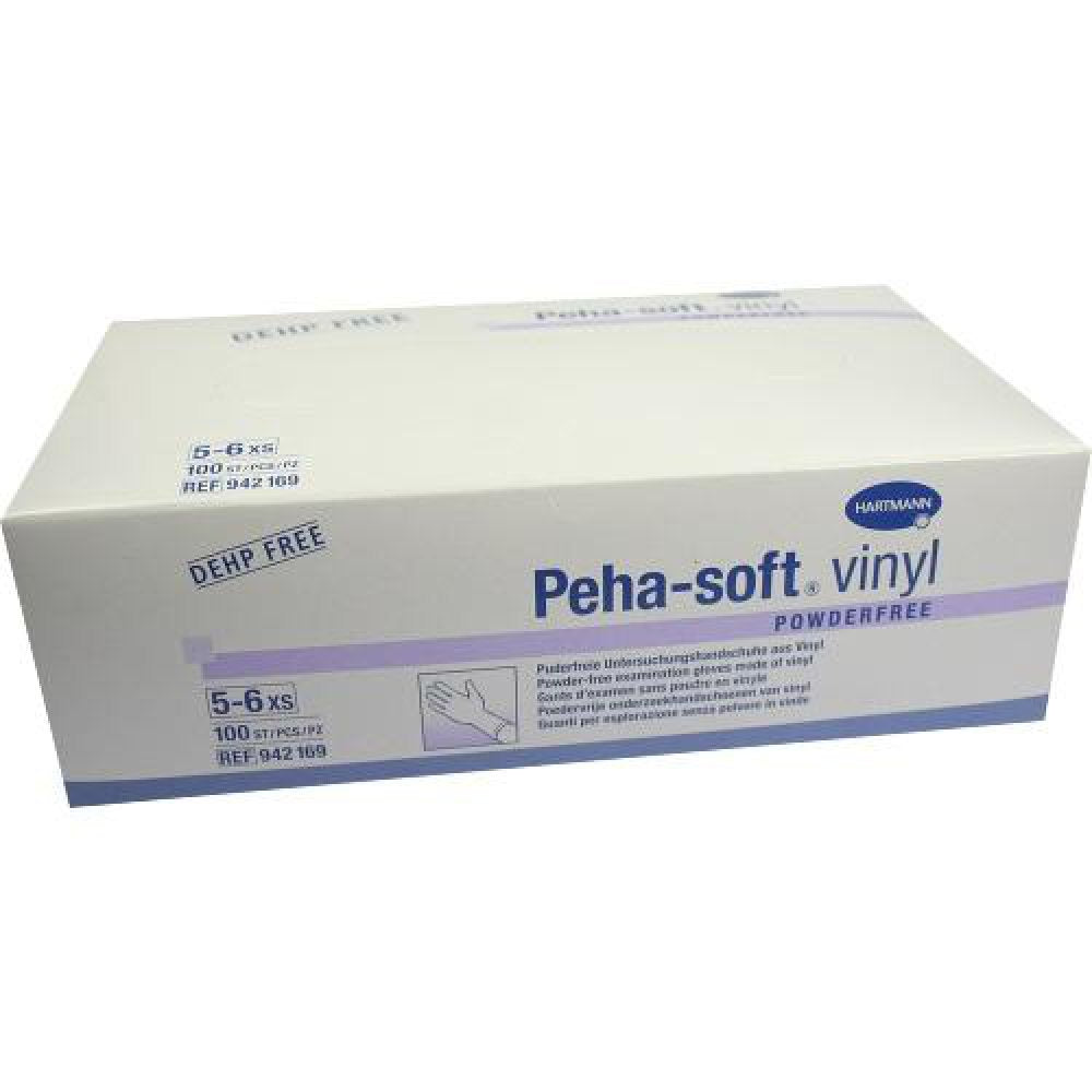 Das Produktfoto zeigt Peha-Soft Vinyl Unt.Handschuhe Unste.Puderfrei Xs (100 stk) PZN 06682414