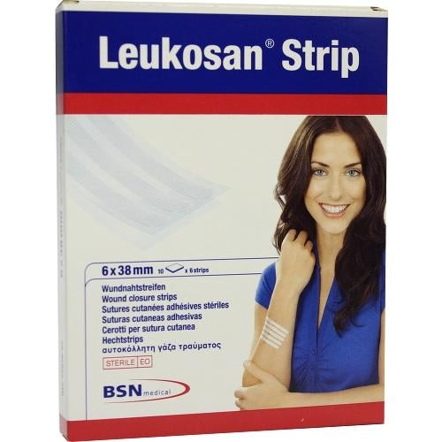 Das Produktfoto zeigt Leukosan Strip 6x38 Mm (10X6 stk) PZN 06698303