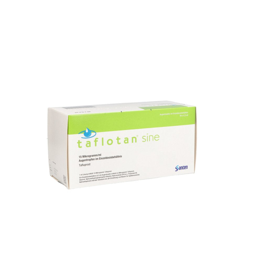 Das Produktfoto zeigt Taflotan Sine 15 Μg/Ml Augentr.Im Einzeldosisbeh. (90X0.3 ml) PZN 06707048