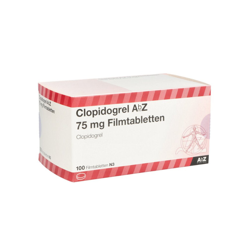 Das Produktfoto zeigt Clopidogrel Abz 75 Mg Filmtabletten (100 stk) PZN 06714634