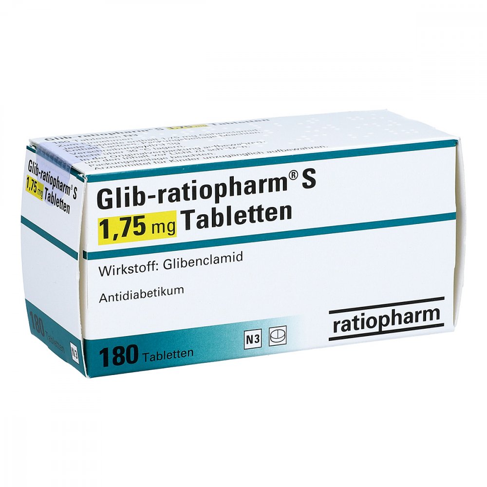 Das Produktfoto zeigt Glib-Ratiopharm S 1,75 Mg Tabletten (180 stk) PZN 06714798