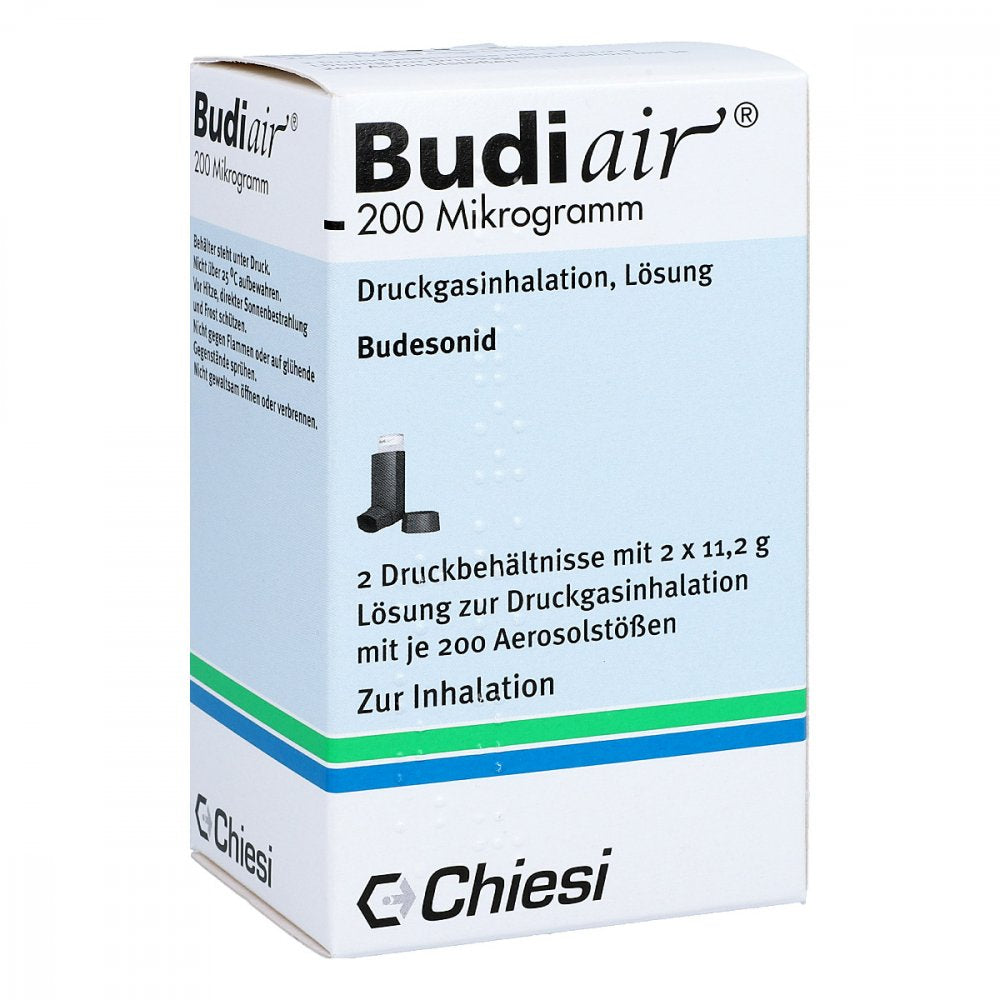 Das Produktfoto zeigt Budiair 200 Μg Standard Dosieraerosol (2 stk) PZN 06717816