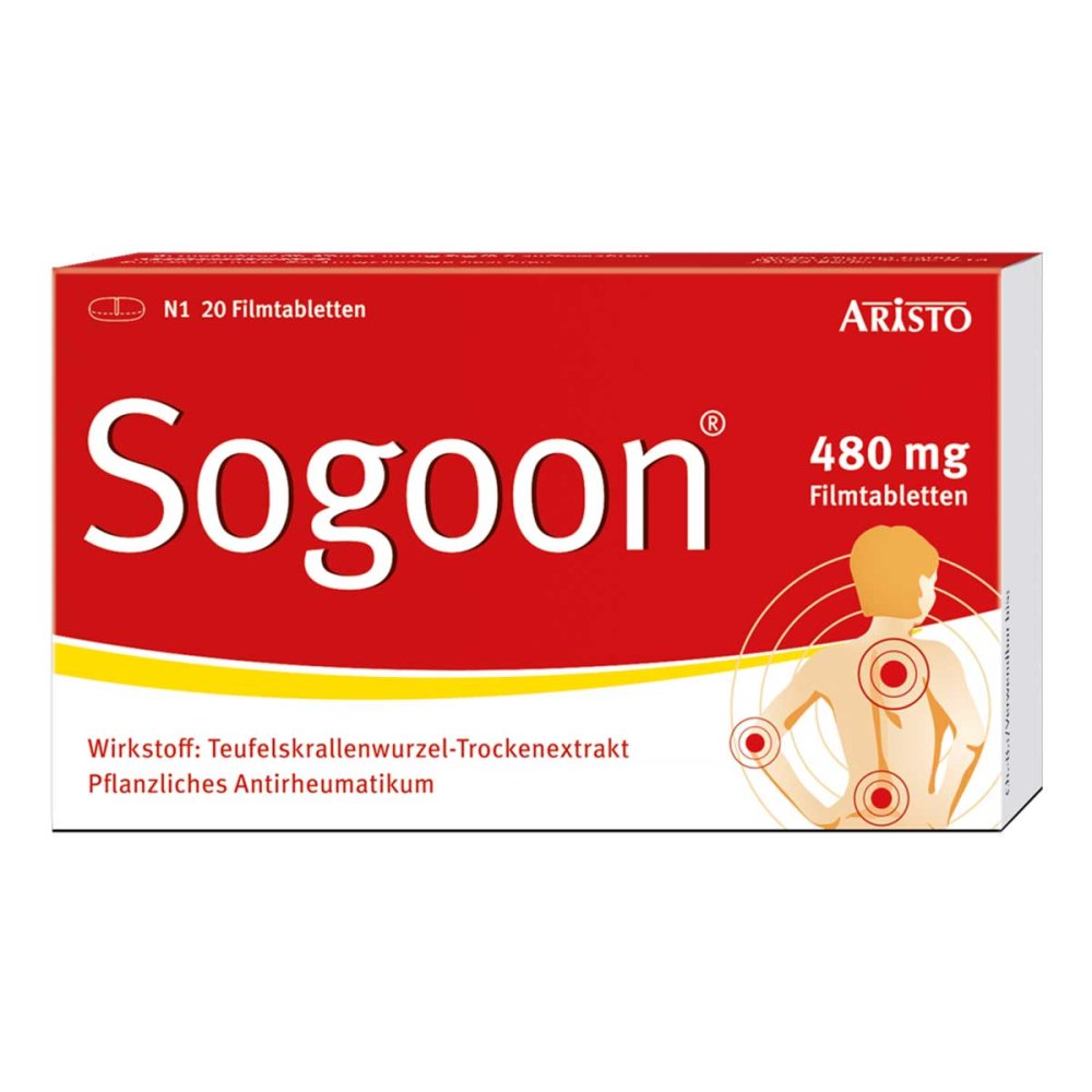 Das Produktfoto zeigt Sogoon 480 Mg Filmtabletten (20 stk) PZN 06730076