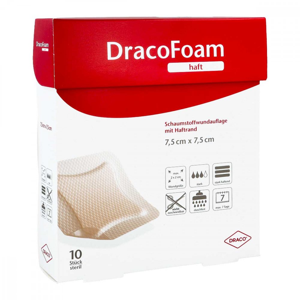 Dracofoam Haft Schaumstoff Wundaufl.7,5x7,5 Cm (10 stk)